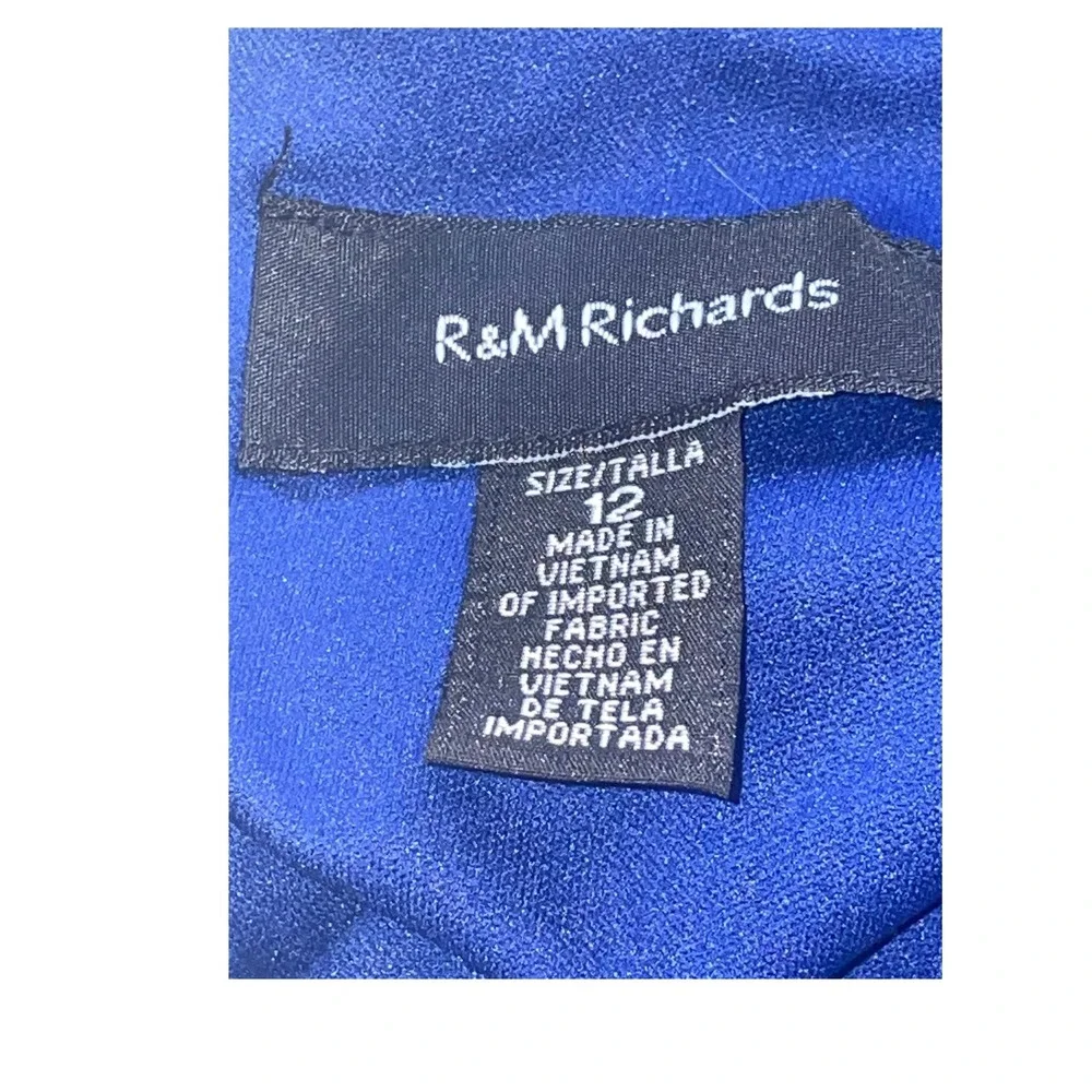 R&M Richards Royal Blue Sequin Lace Gown Sleeveless Formal Dress Size 12